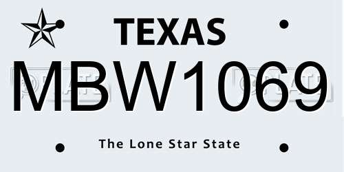 MBW1069 Texas License Plate