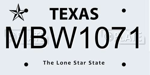 MBW1071 Texas License Plate