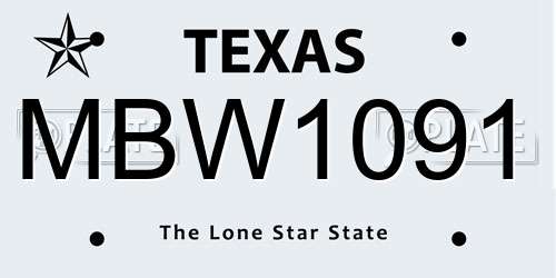 MBW1091 Texas License Plate