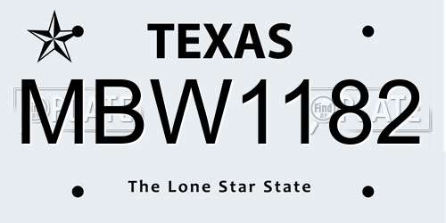 MBW1182 Texas License Plate