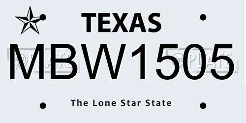 MBW1505 Texas License Plate