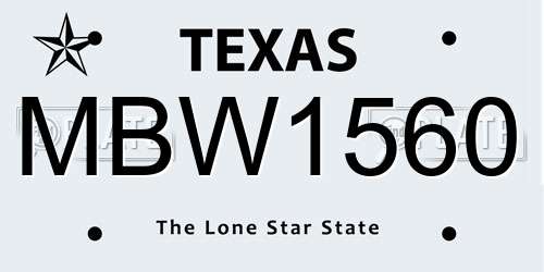 MBW1560 Texas License Plate
