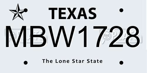 MBW1728 Texas License Plate