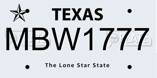 MBW1777 Texas License Plate