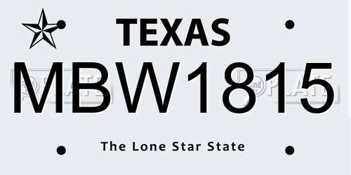 MBW1815 Texas License Plate
