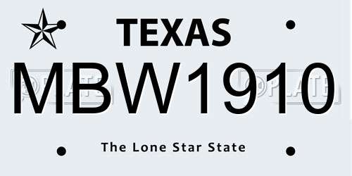MBW1910 Texas License Plate