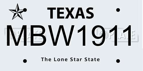 MBW1911 Texas License Plate