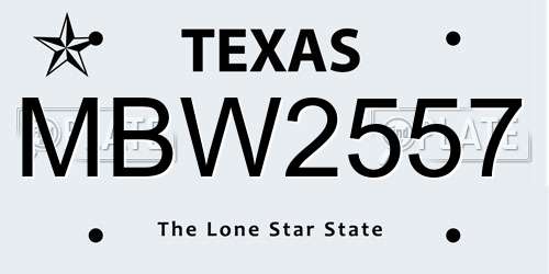 MBW2557 Texas License Plate