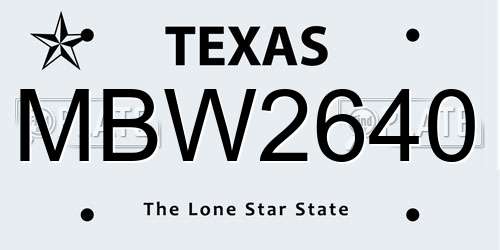 MBW2640 Texas License Plate