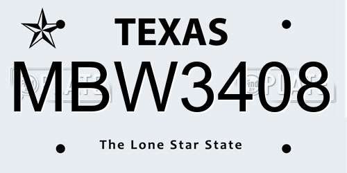 MBW3408 Texas License Plate