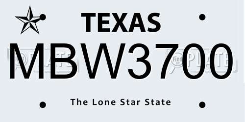 MBW3700 Texas License Plate