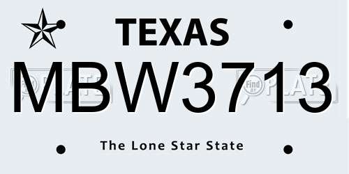MBW3713 Texas License Plate