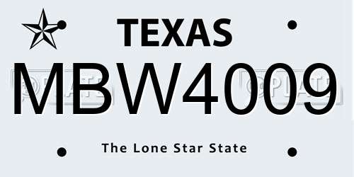 MBW4009 Texas License Plate