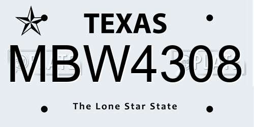 MBW4308 Texas License Plate