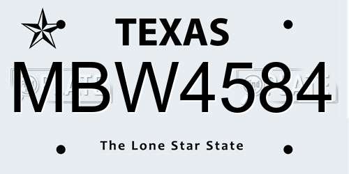 MBW4584 Texas License Plate