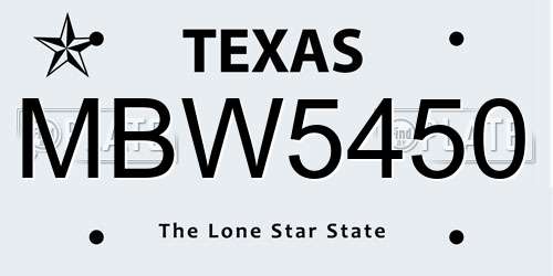 MBW5450 Texas License Plate