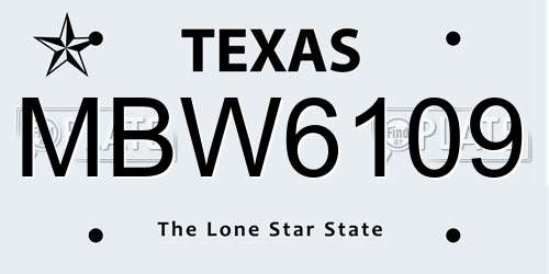 MBW6109 Texas License Plate