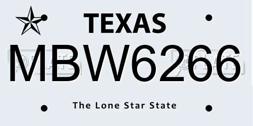 MBW6266 Texas License Plate