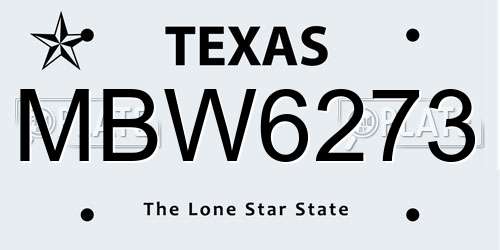 MBW6273 Texas License Plate