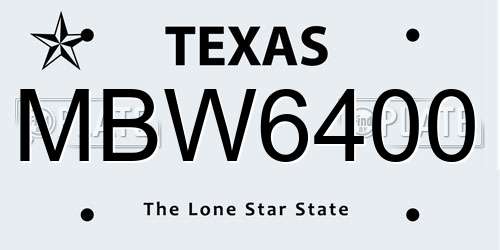 MBW6400 Texas License Plate