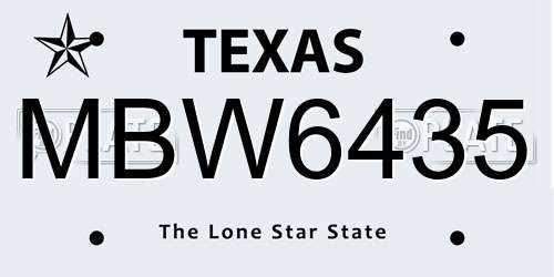MBW6435 Texas License Plate