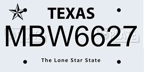 MBW6627 Texas License Plate