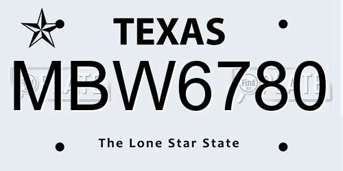 MBW6780 Texas License Plate