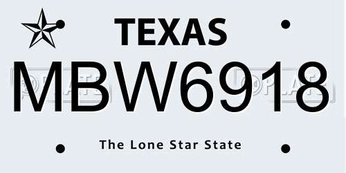 MBW6918 Texas License Plate