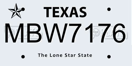 MBW7176 Texas License Plate