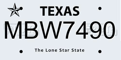 MBW7490 Texas License Plate