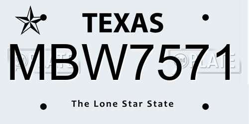 MBW7571 Texas License Plate
