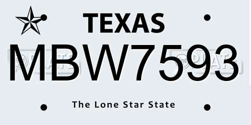 MBW7593 Texas License Plate