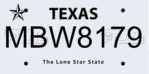 MBW8179 Texas License Plate