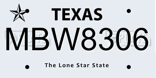 MBW8306 Texas License Plate