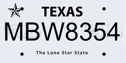 MBW8354 Texas License Plate