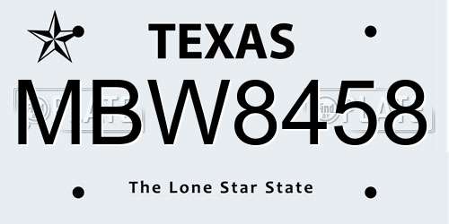 MBW8458 Texas License Plate