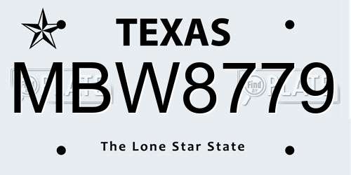 MBW8779 Texas License Plate