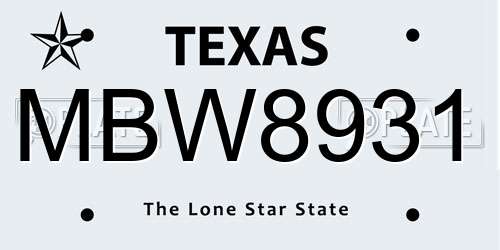 MBW8931 Texas License Plate