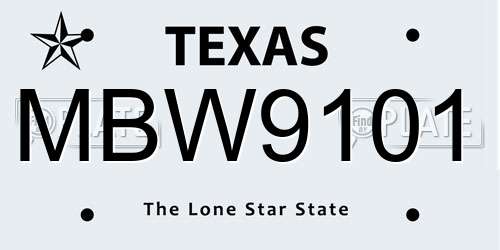 MBW9101 Texas License Plate