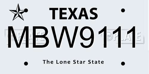 MBW9111 Texas License Plate