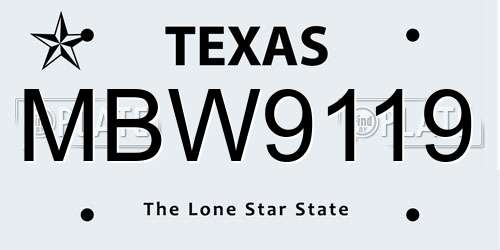 MBW9119 Texas License Plate