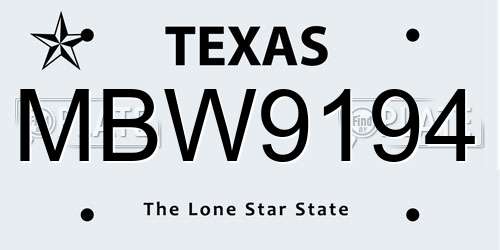 MBW9194 Texas License Plate
