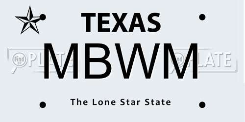 MBWM Texas License Plate
