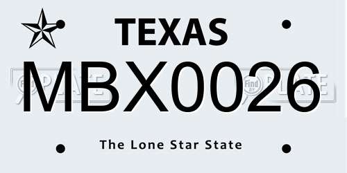 MBX0026 Texas License Plate