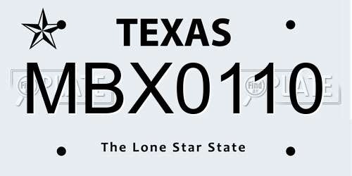 MBX0110 Texas License Plate