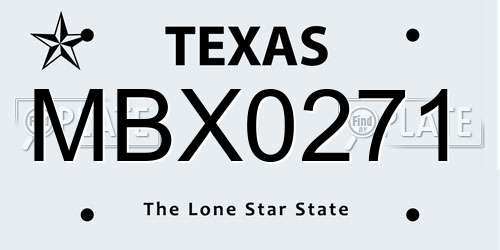 MBX0271 Texas License Plate