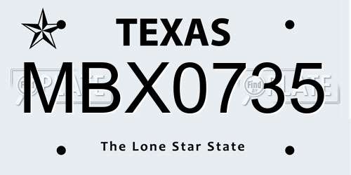 MBX0735 Texas License Plate