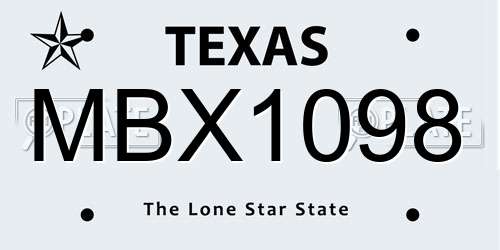 MBX1098 Texas License Plate