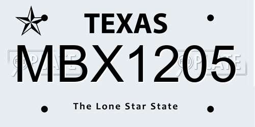 MBX1205 Texas License Plate