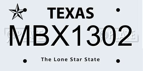 MBX1302 Texas License Plate